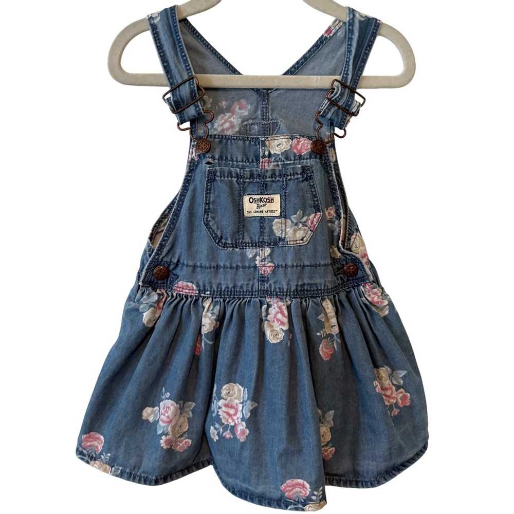 Osh‎ Kosh B'Gosh Girl's Floral Denim Overall Dress in Size 18M